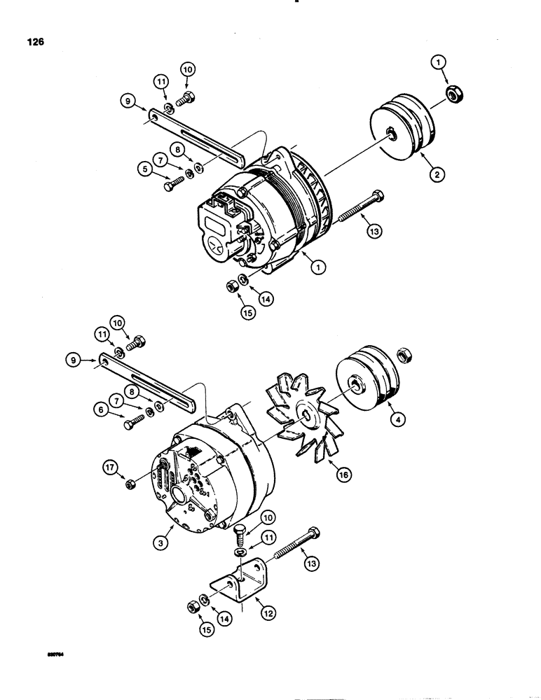 Схема запчастей Case 1150C - (126) - ALTERNATOR MOUNTING (04) - ELECTRICAL SYSTEMS