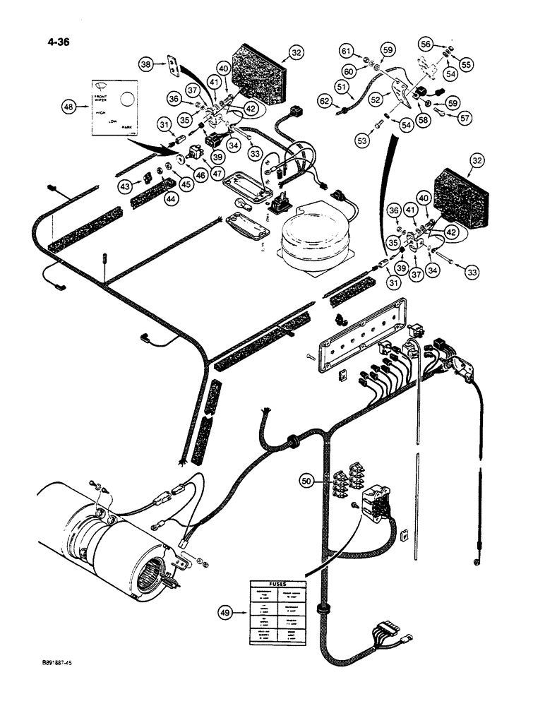 Схема запчастей Case W14C - (4-36) - CAB AND CANOPY WIRING (04) - ELECTRICAL SYSTEMS