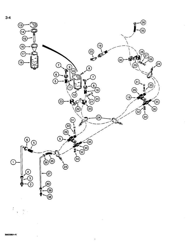Схема запчастей Case W14B - (3-04) - FUEL LINES AND SEDIMENT BOWL (03) - FUEL SYSTEM