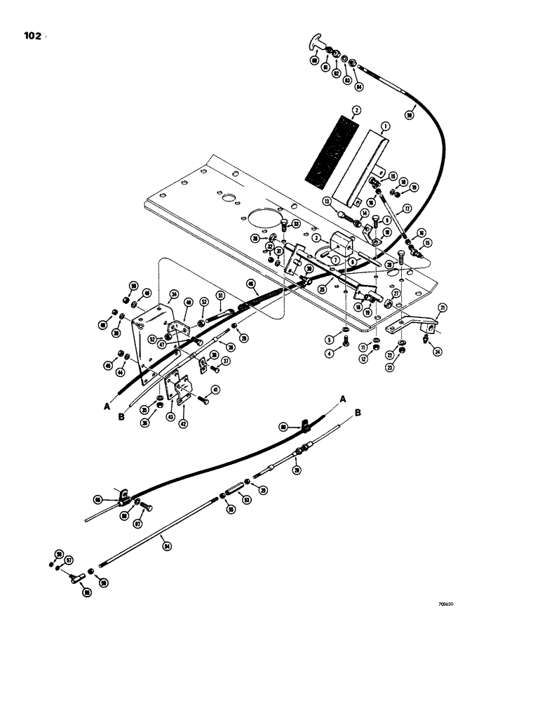 Схема запчастей Case W26B - (102) - ACCELERATOR AND LINKAGE (02) - ENGINE