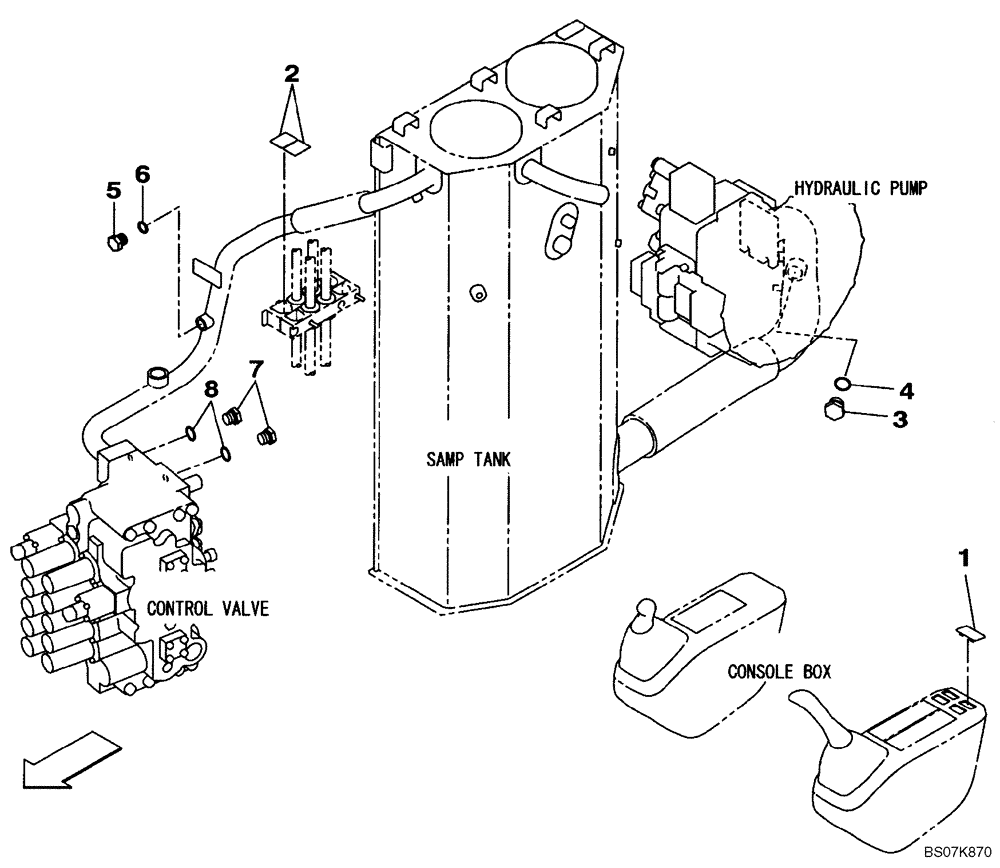 Схема запчастей Case CX225SR - (08-37) - PLUG (08) - HYDRAULICS