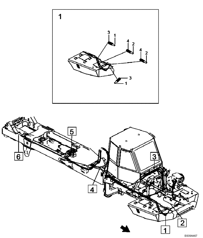 Схема запчастей Case 330B - (47A00002317[001]) - PNUEMATIC LINES, BRAKE SYSTEM - FRONT CHASSIS (P.I.N. HHD0330BN7PG57000 AND AFTER) (84193896) (09) - Implement / Hydraulics / Frame / Brakes