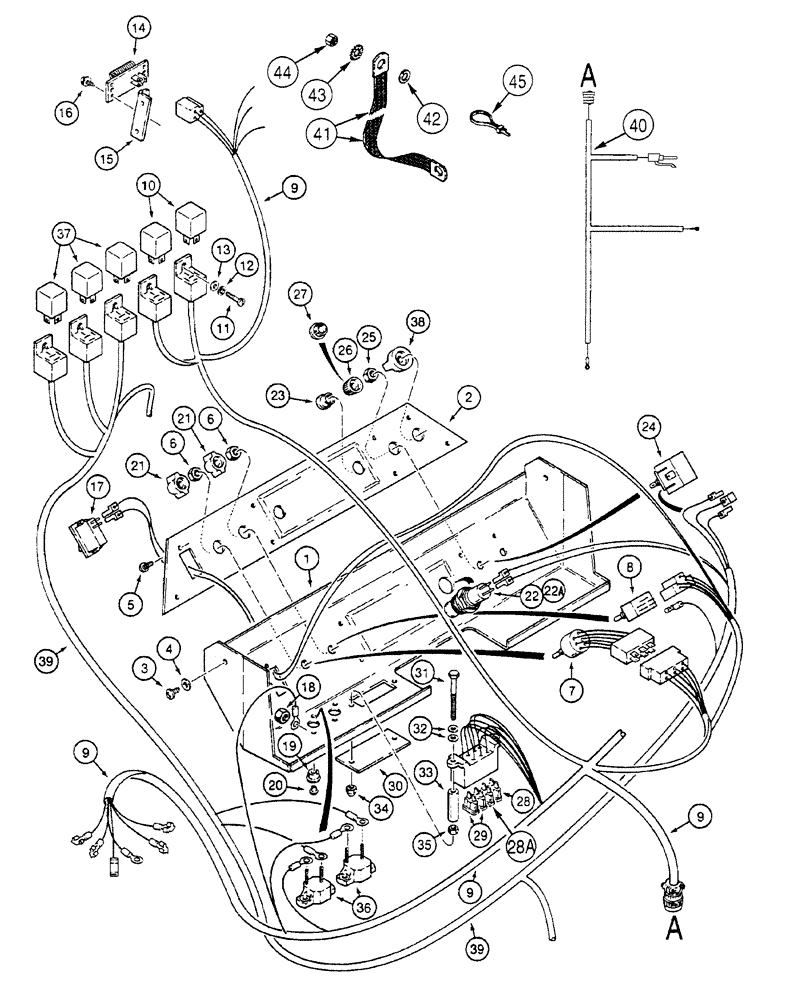 Схема запчастей Case 650H - (04-16) - HARNESS, CAB PANEL, CONTROL (04) - ELECTRICAL SYSTEMS