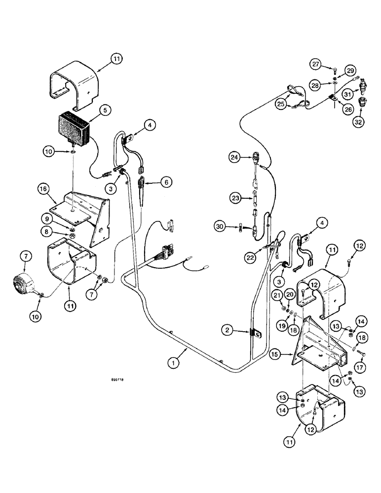 Схема запчастей Case W14 - (216) - 35 AND 35A BACKHOE LAMP CIRCUIT, USED ON PIN 9154965 AND AFTER (04) - ELECTRICAL SYSTEMS