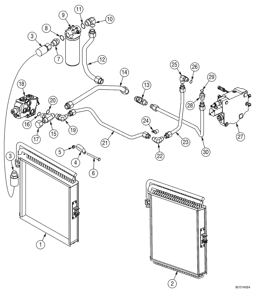 Схема запчастей Case 75XT - (06-03) - HYDROSTATICS - AUXILIARY VALVE PLUMBING (06) - POWER TRAIN