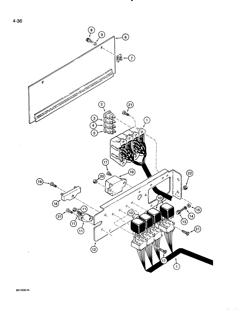 Схема запчастей Case 821 - (4-036) - MAIN CAB HARNESS, POWER DISTRIBUTION CENTER, *P.I.N. JAK0024156 AND AFTER (04) - ELECTRICAL SYSTEMS