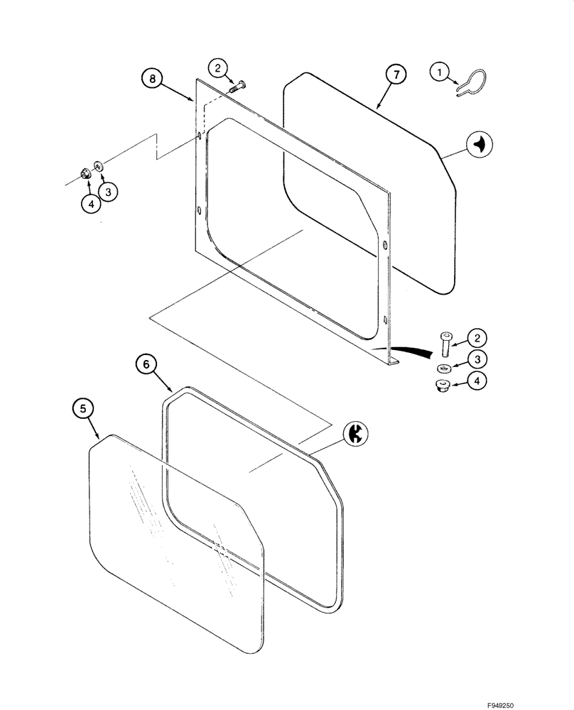 Схема запчастей Case 1840 - (09-28) - REAR WINDOW AND SCREEN CANVAS (NORTH AMERICA) (09) - CHASSIS/ATTACHMENTS