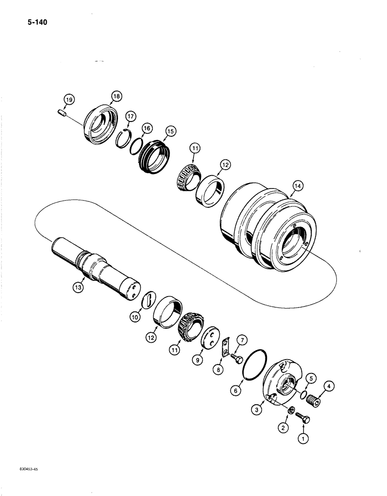 Схема запчастей Case 1187B - (5-140) - TRACK CARRIER ROLLER (11) - TRACKS/STEERING