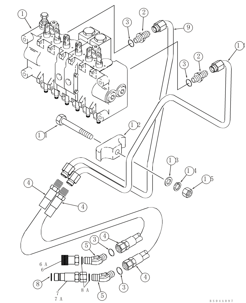 Схема запчастей Case 60XT - (08-42) - HYDRAULIC SYSTEM - BACKHOE SUPPLY AND RETURN (D125) (08) - HYDRAULICS