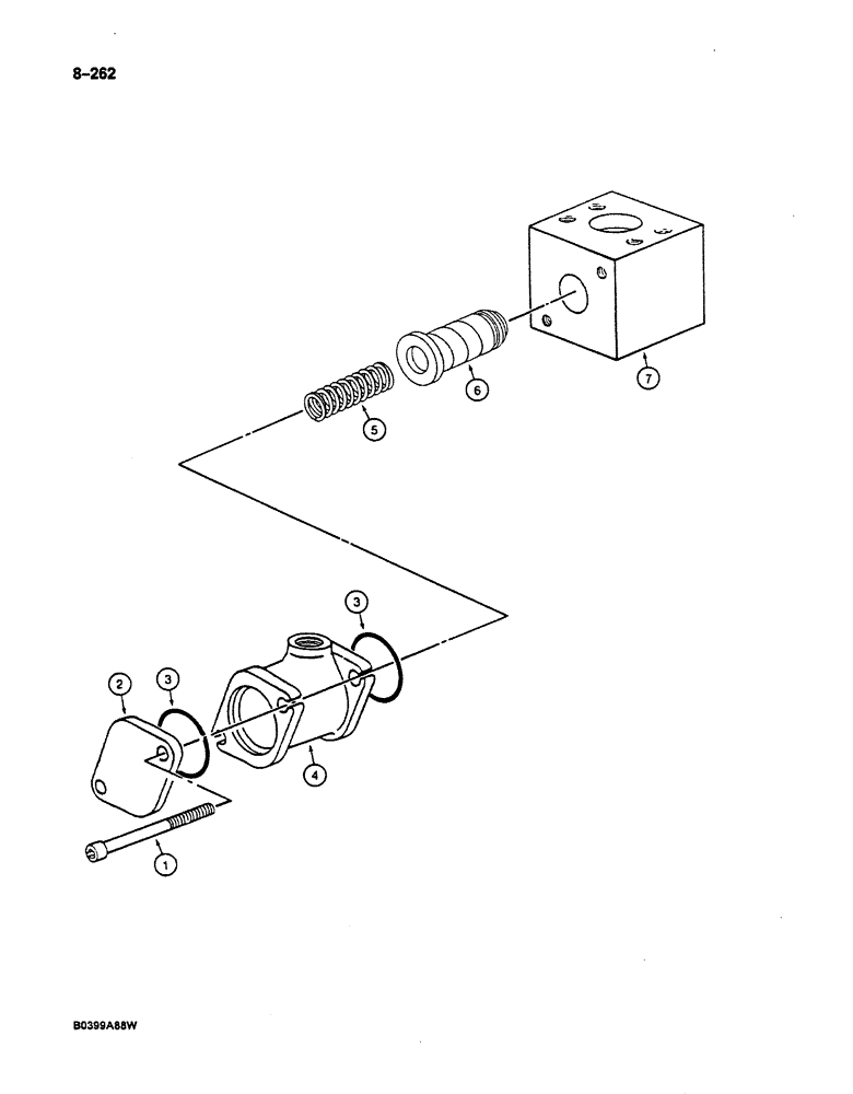 Схема запчастей Case 125B - (8-262) - PRESSURE REGULATING VALVE - 13 BAR, P.I.N. 74575 THROUGH 74963, 21801 THROUGH 21868, 26801 AND AFTER (08) - HYDRAULICS