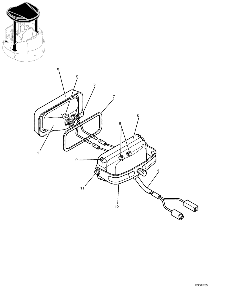 Схема запчастей Case CX50B - (01-063) - LIGHT ASSY, (PW80S00003F1) (05) - SUPERSTRUCTURE