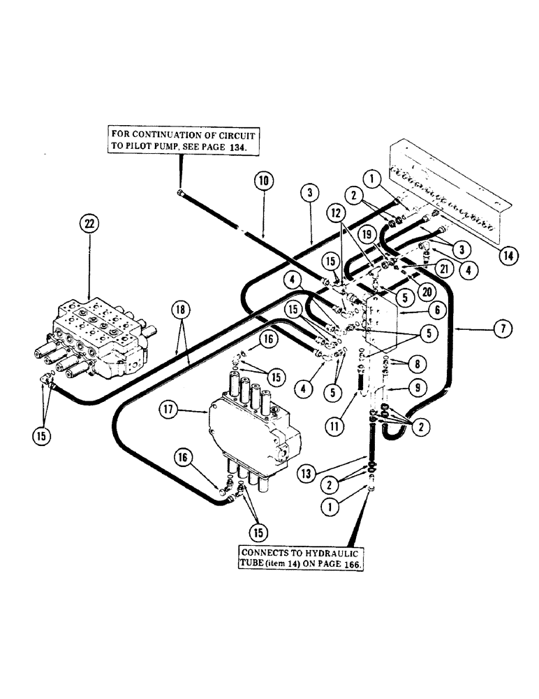 Схема запчастей Case 50 - (144) - DRIVE LOCK, PILOT PRESSURE AND RETURN TUBING, THRU SOLENOID MONOBLOCK VALVE(USED ON UNITS W/ SN. (35) - HYDRAULIC SYSTEMS