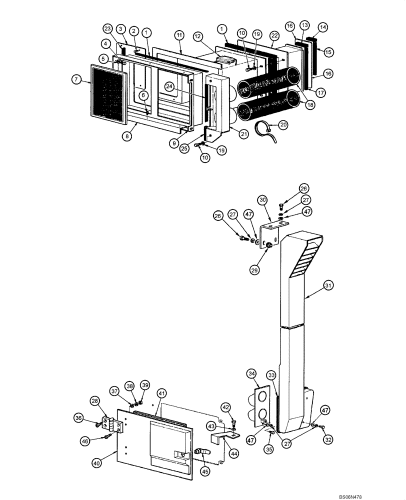 Схема запчастей Case 845 - (09.48A[00]) - AIR CONDITIONING - INLET AIR FILTER (SN N4AF03020 - ) (09) - CHASSIS