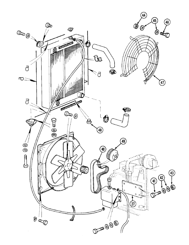 Схема запчастей Case 688 - (2-18) - RADIATOR, OIL COOLER, HOSES AND COOLANT RECOVERY, P.I.N. FROM XXXXX AND AFTER, CONTD (02) - ENGINE