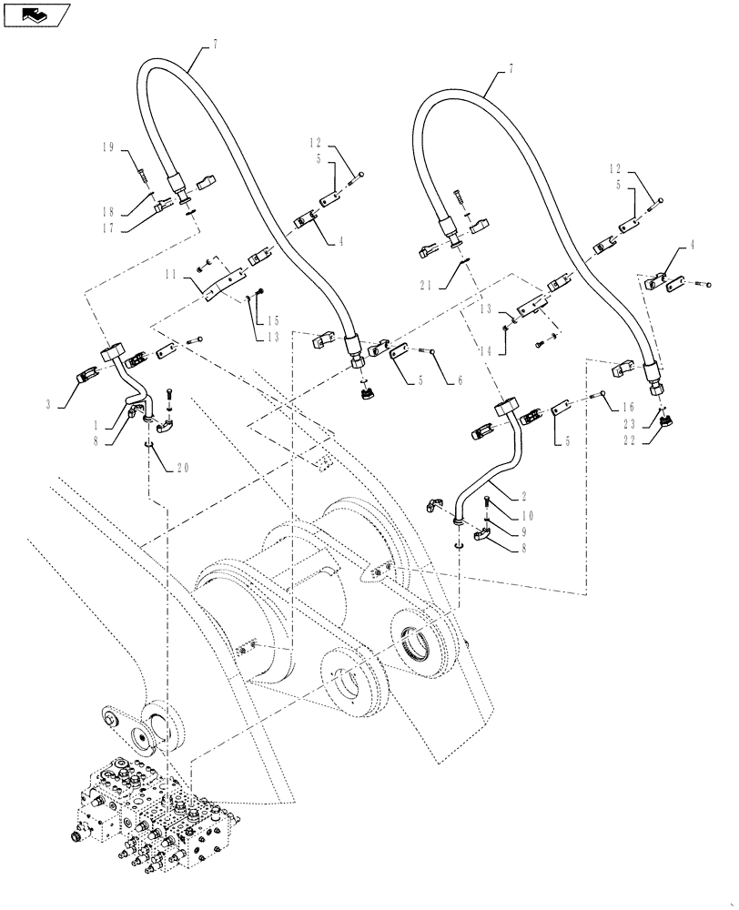 Схема запчастей Case 1121F - (35.140.03) - LINE INSTALLATION, LOADER CONTROLS, ACCESSORY (35) - HYDRAULIC SYSTEMS