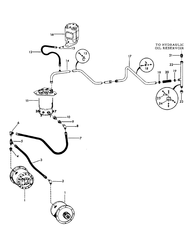 Схема запчастей Case 40YC - (G18) - DRAIN LINE CIRCUIT, (SWING AND TRACK DRIVE MOTORS), (USED ON (07) - HYDRAULIC SYSTEM