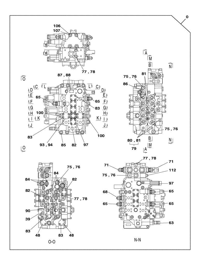 Схема запчастей Case CX350C - (08-201-01[01]) - VALVE ASSY - CONTROL (08) - HYDRAULICS