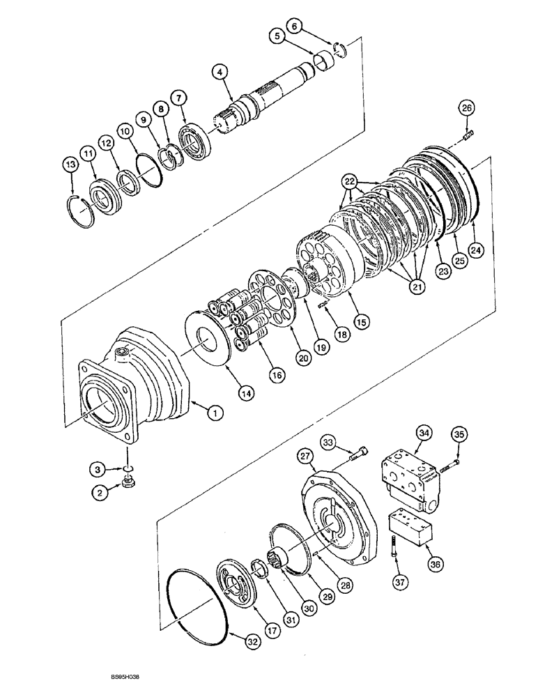 Схема запчастей Case 9060B - (8-152) - SWING MOTOR ASSEMBLY, PISTON MOTOR ASSEMBLY (08) - HYDRAULICS