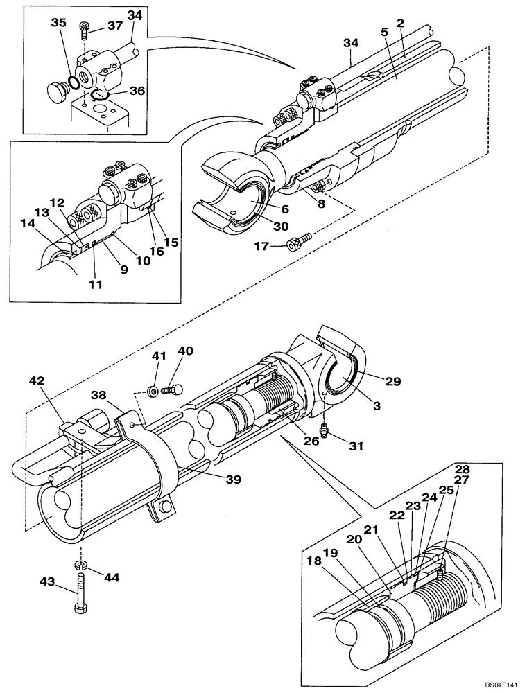 Схема запчастей Case CX160 - (08-74) - CYLINDER ASSY, BOOM, LEFT HAND - MODELS WITH LOAD HOLD (08) - HYDRAULICS