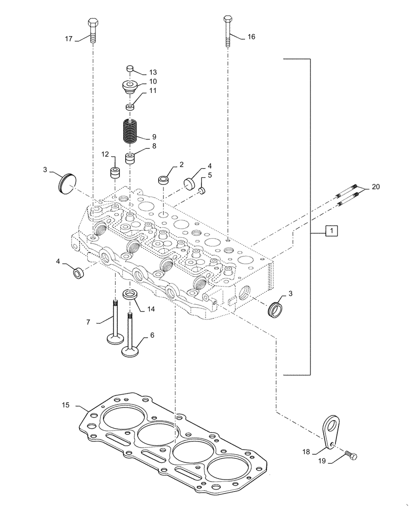 Схема запчастей Case SR130 - (10.101.AB) - CYLINDER HEAD (10) - ENGINE