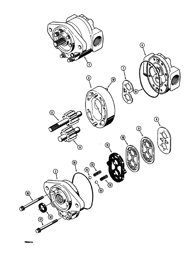 Схема запчастей Case 350B - (150) - R24624 EQUIPMENT HYDRAULIC PUMP, DOZER AND DRAWBAR MODELS (07) - HYDRAULIC SYSTEM