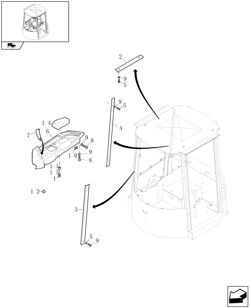 Схема запчастей Case 21E - (715[07]) - CANOPY: ASSY SET (10) - OPERATORS PLATFORM