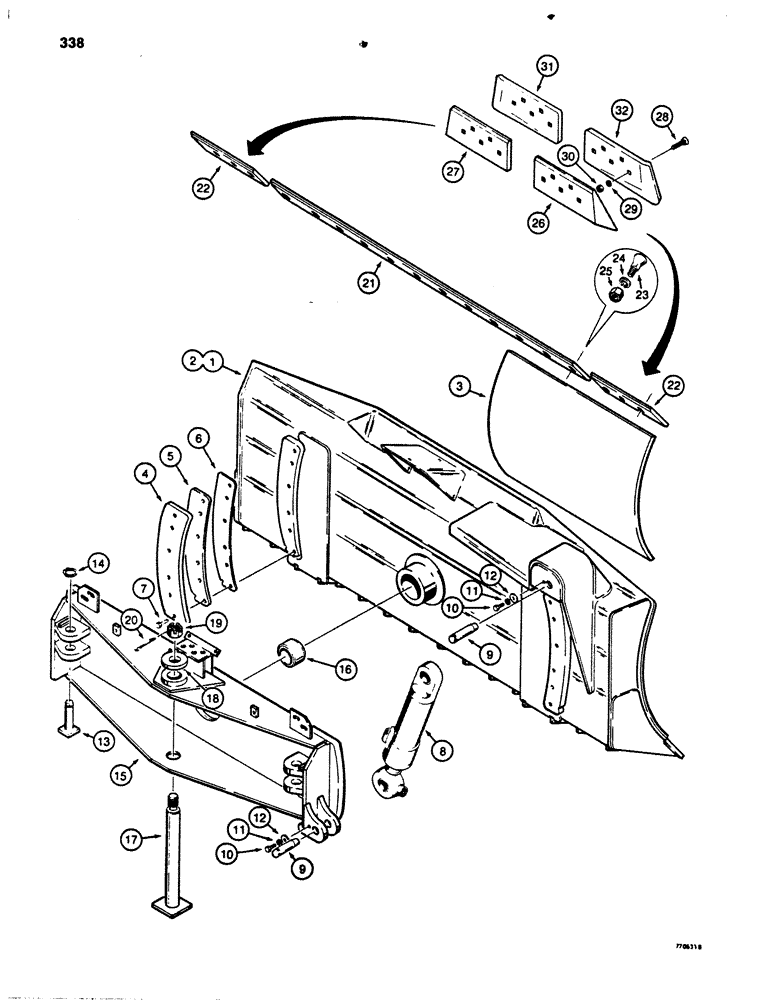 Схема запчастей Case 850B - (338) - ANGLE TILT DOZER BLADES WITH R36794 LEVELING BEAM (05) - UPPERSTRUCTURE CHASSIS