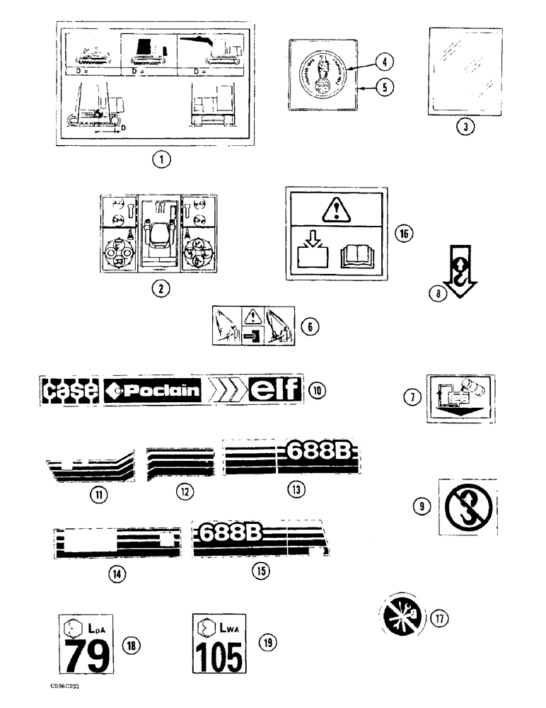 Схема запчастей Case 688BCK - (9F-04) - ADHESIVES, 688B CK (120437-120534, 120536-120547, 120549-120565) (05.1) - UPPERSTRUCTURE CHASSIS/ATTACHMENTS