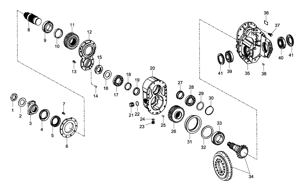 Схема запчастей Case 335 - (33A00000740[001]) - REAR AXLE - DIFFERENTIAL (87363348) (11) - AXLES/WHEELS