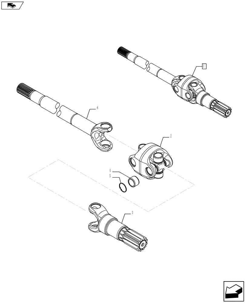 Схема запчастей Case 580SN WT - (25.108.0101) - ARTICULATED AXLE SHAFT - 4WD (25) - FRONT AXLE SYSTEM