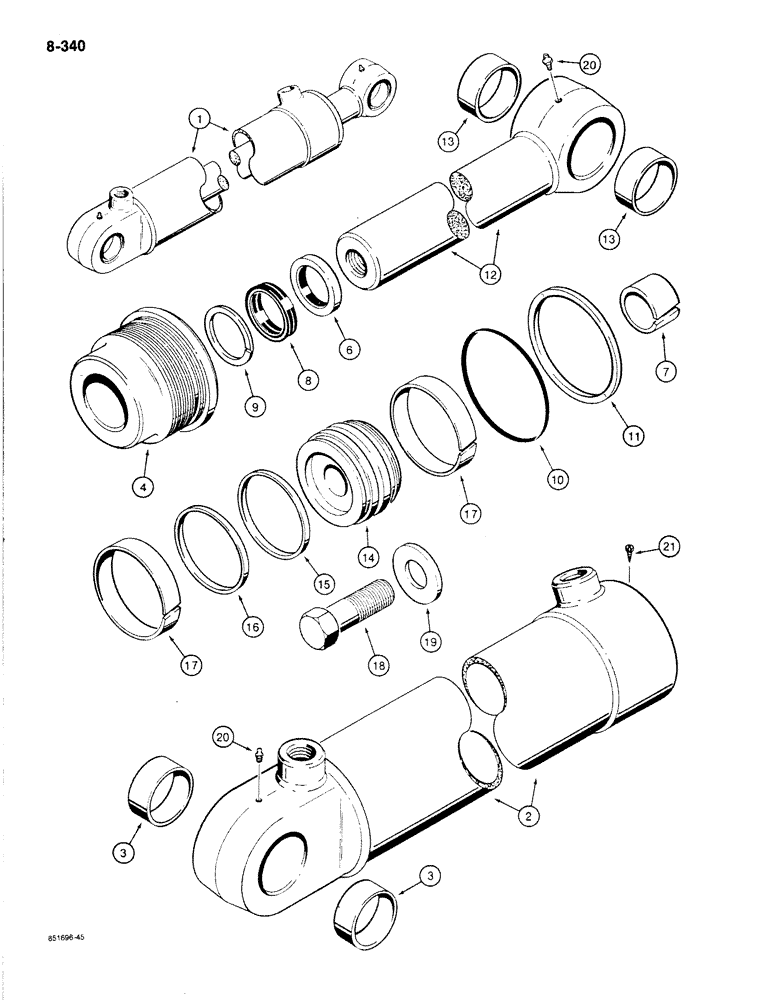 Схема запчастей Case 780C - (8-340) - G103050 BACKHOE DIPPER CYLINDER (08) - HYDRAULICS