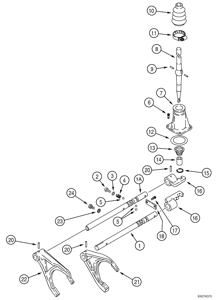 Схема запчастей Case 588G - (06-16) - TRANSMISSION ASSY - SHIFTER MECHANISM (06) - POWER TRAIN