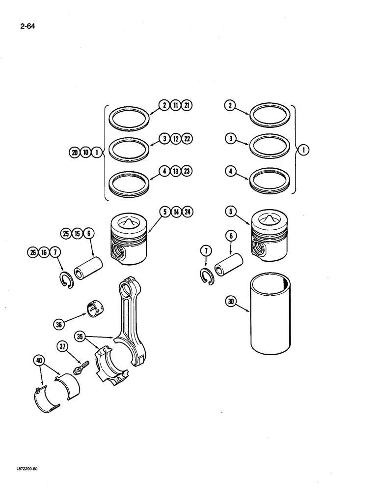 Схема запчастей Case 580K - (02-064) - PISTONS, 4-390 ENGINE (02) - ENGINE