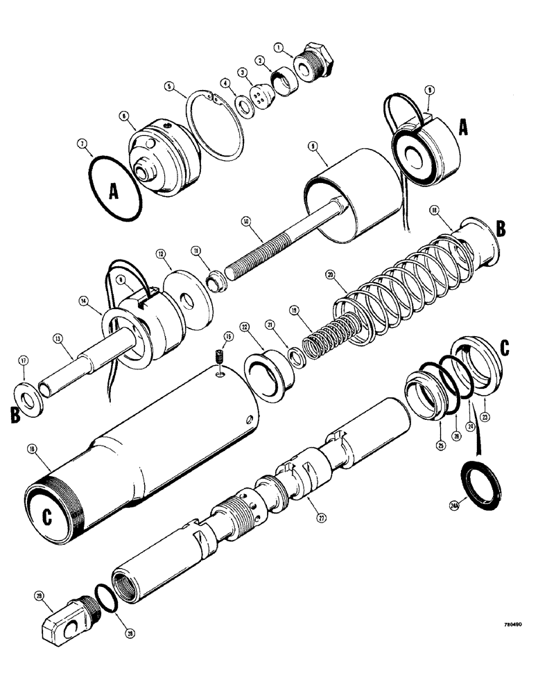 Схема запчастей Case 780 - (346) - LOADER CONTROL VALVE, D80475 LIFT SPOOL WITH MAGNETIC OPERATED DETENT (08) - HYDRAULICS