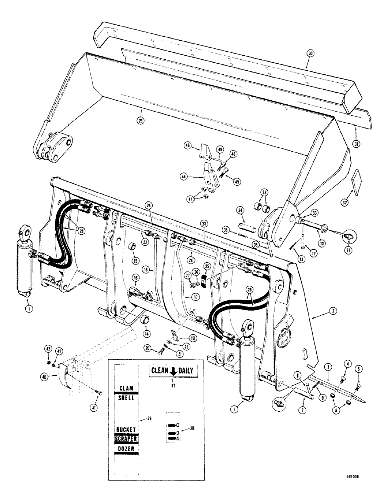 Схема запчастей Case 680CK - (156) - DROTT 4-IN-1 BUCKET (82) - FRONT LOADER & BUCKET