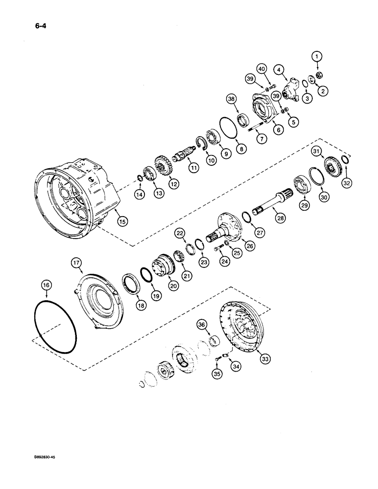 Схема запчастей Case 1085C - (6-04) - TORQUE CONVERTER, SHAFTS, GEARS AND BEARINGS (06) - POWER TRAIN