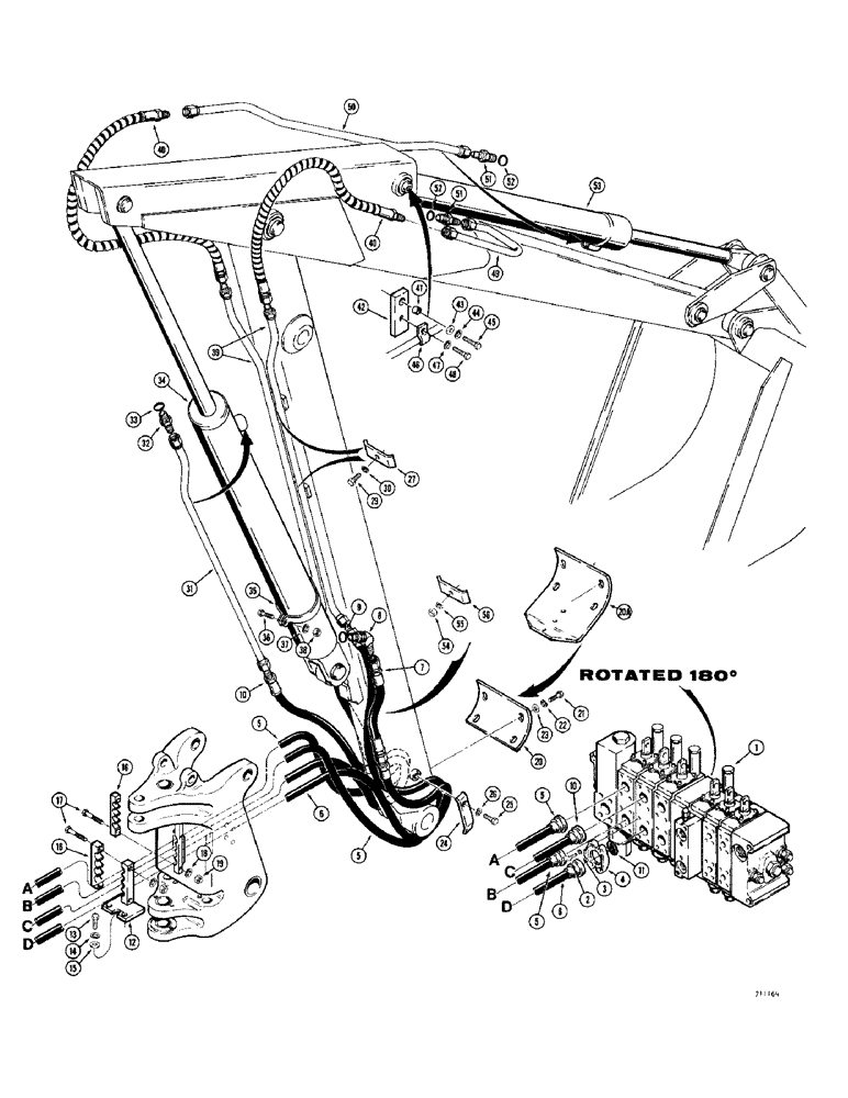 Схема запчастей Case 780 - (304) - BACKHOE DIPPER AND BUCKET HYDRAULIC CIRCUITS, BEFORE TRACTOR SN 5500550 (08) - HYDRAULICS