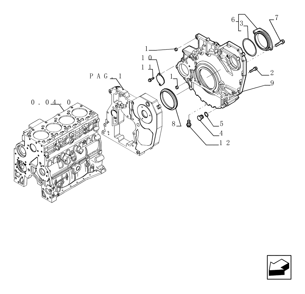 Схема запчастей Case TX1055 - (0.04.3[03]) - CRANKCASE COVERS (10) - ENGINE