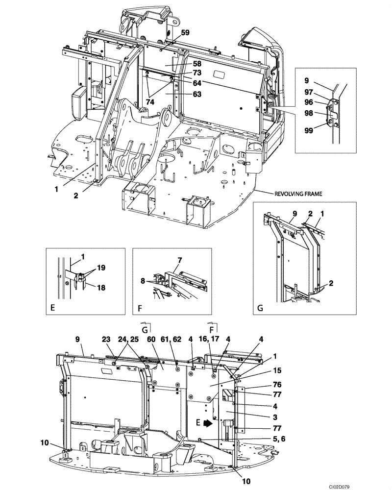 Схема запчастей Case CX75SR - (09-09) - FRAMES, COVERS - PARTITION (09) - CHASSIS/ATTACHMENTS