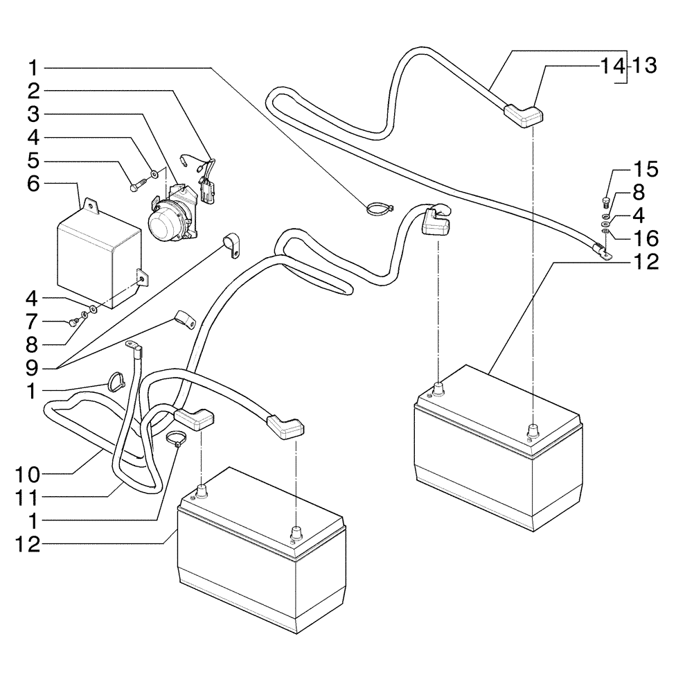 Схема запчастей Case 885B AWD - (04-04[01]) - BATTERY AND HARNESS (04) - ELECTRICAL SYSTEMS