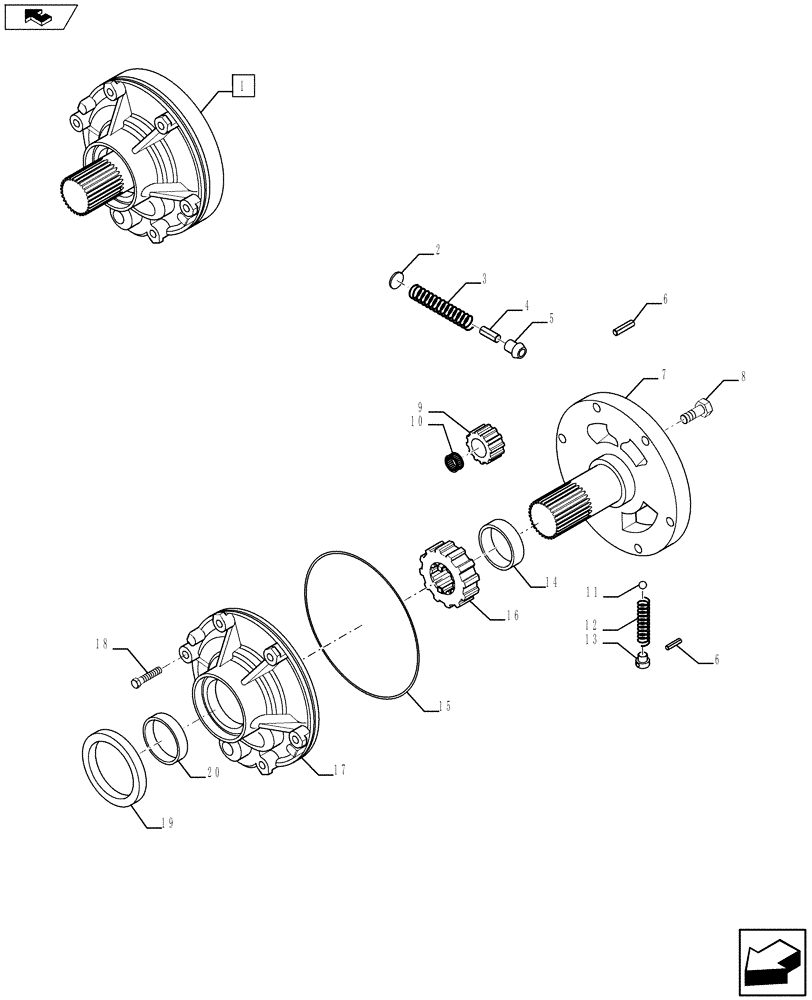 Схема запчастей Case 590SN - (21.155.01) - VAR - 423060 - TRANSMISSION - 2WD / 4WD, POWERSHIFT S-TYPE - PUMP, OIL (21) - TRANSMISSION