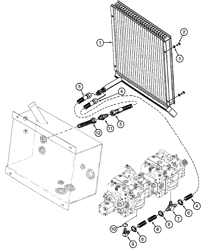 Схема запчастей Case 960 - (08-08) - HYDRAULICS OIL COOLER AND LINES (08) - HYDRAULICS