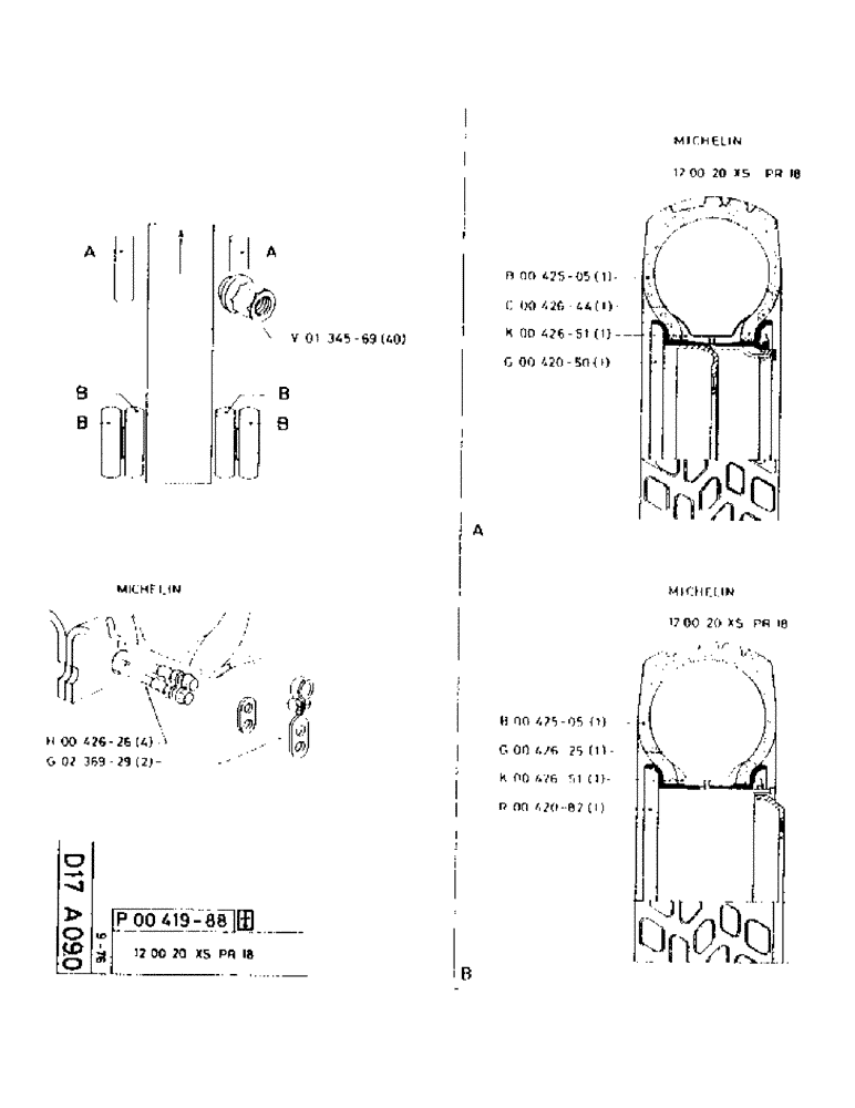 Схема запчастей Case 75P - (062) - TYRE 12 00 20 PR18 (04) - UNDERCARRIAGE