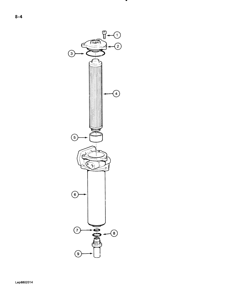 Схема запчастей Case 888 - (8-004) - HYDRAULIC RETURN OIL FILTER (08) - HYDRAULICS