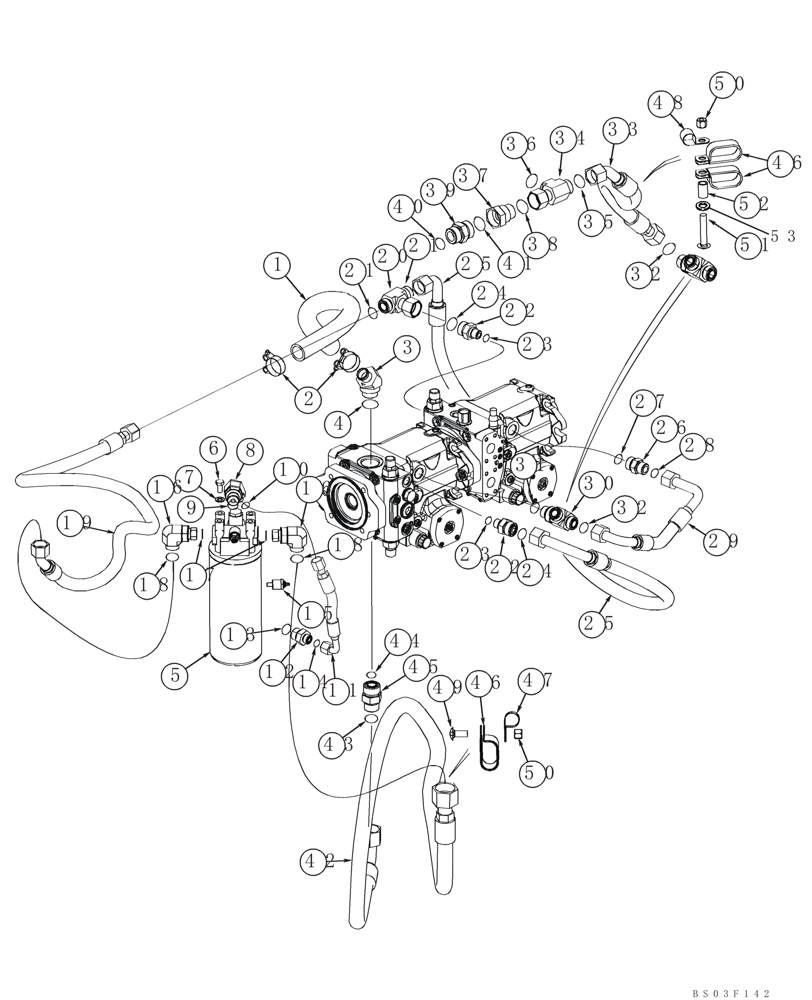 Схема запчастей Case 850K - (06-02) - HYDROSTATICS - PUMP, TANDEM SUPPLY AND RETURN TO FILTER (06) - POWER TRAIN