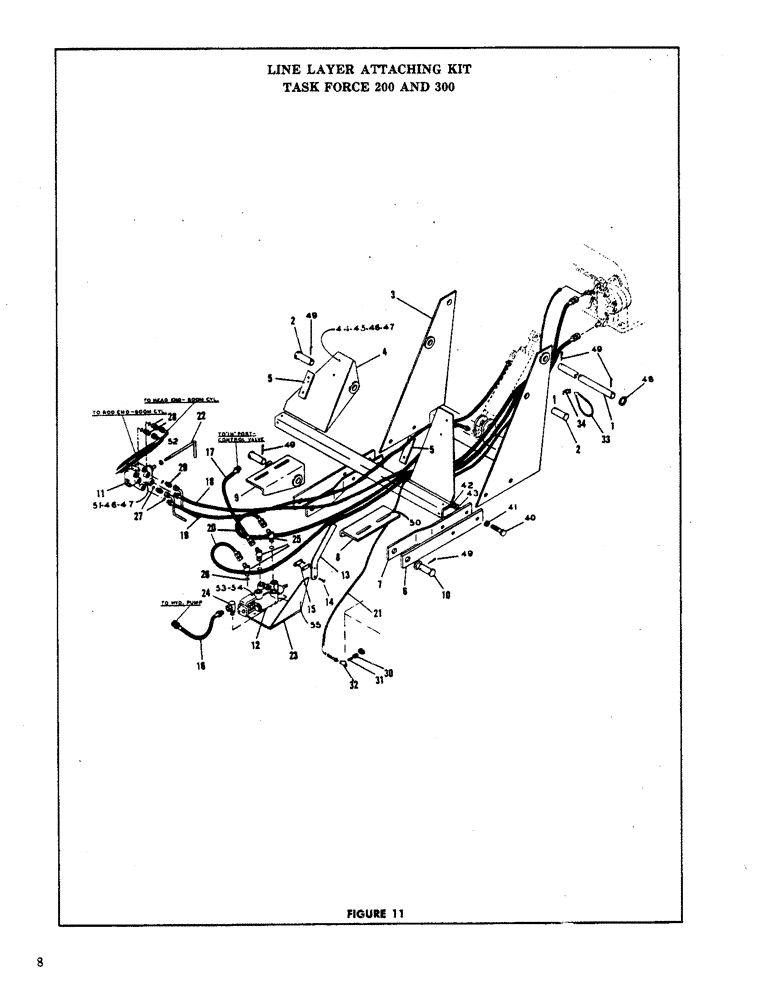 Схема запчастей Case P-40 - (08) - LINE LAYER ATTACHING KIT TASK FORCE 200 AND 300 