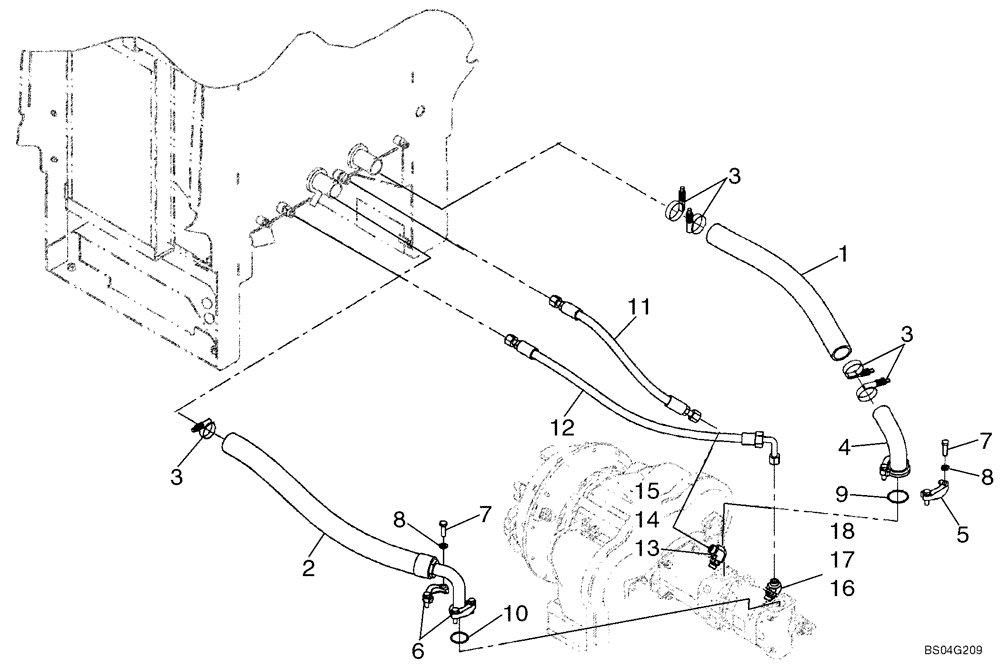 Схема запчастей Case 721D - (08-04A) - HYDRAULICS- COOLING FRAME TO PUMP (08) - HYDRAULICS