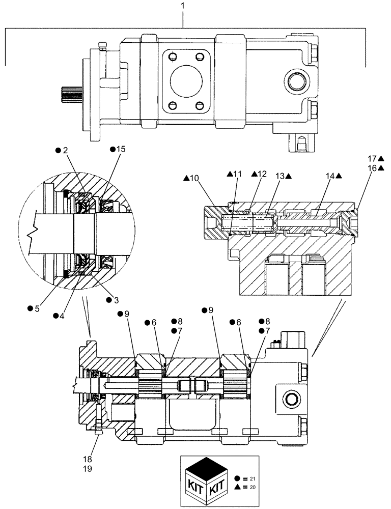 Схема запчастей Case 580SM - (35.105.01) - PUMP, EQUIPMENT HYDRAULIC (580SM) (35) - HYDRAULIC SYSTEMS