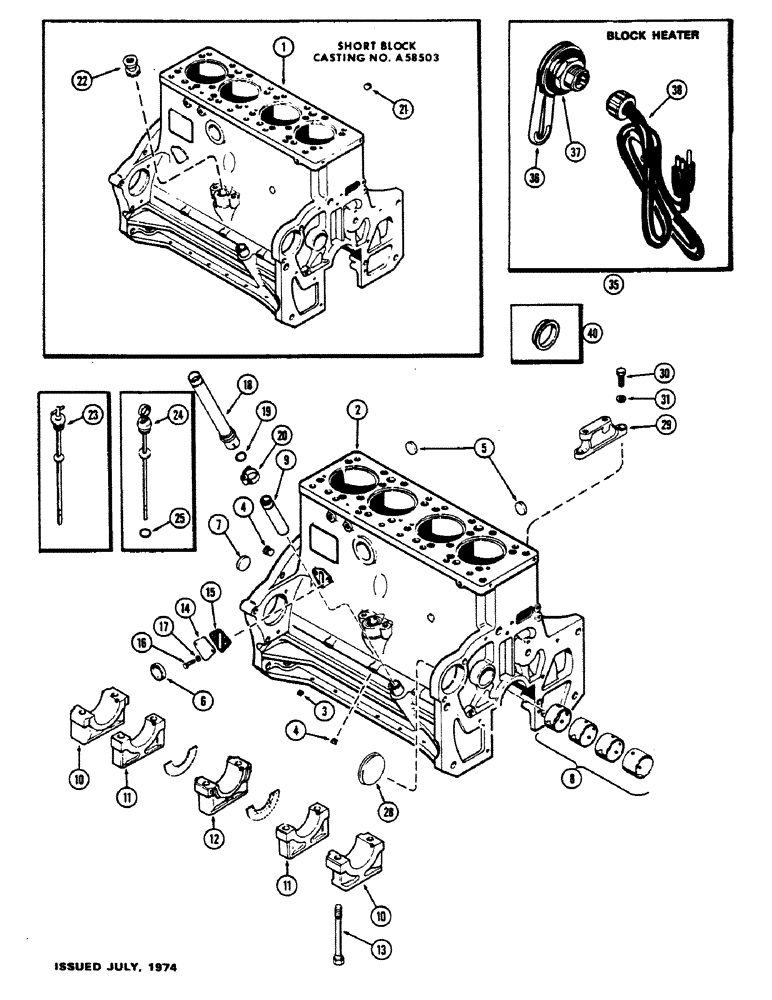 Схема запчастей Case 475 - (016) - CYLINDER BLOCK ASSY., (301B) DIESEL ENGINE (10) - ENGINE