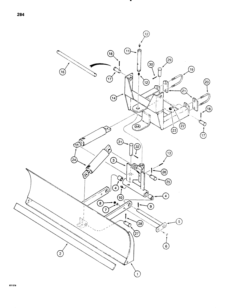 Схема запчастей Case SD100 - (284) - BACKFILL BLADE, HYDRAULIC ANGLING, ONE ANGLE CYLINDER (35) - HYDRAULIC SYSTEMS